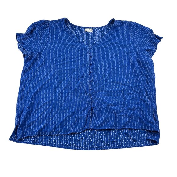 Wonderly Blue Short Sleeve Button-Up Blouse Size 2X Plus‎ - Picture 1 of 6